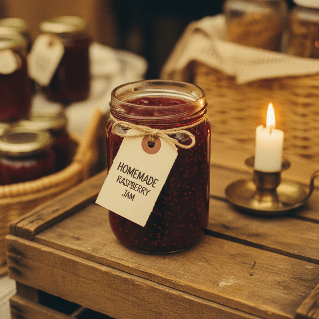 Pot de confiture solidaire étiqueté à la main