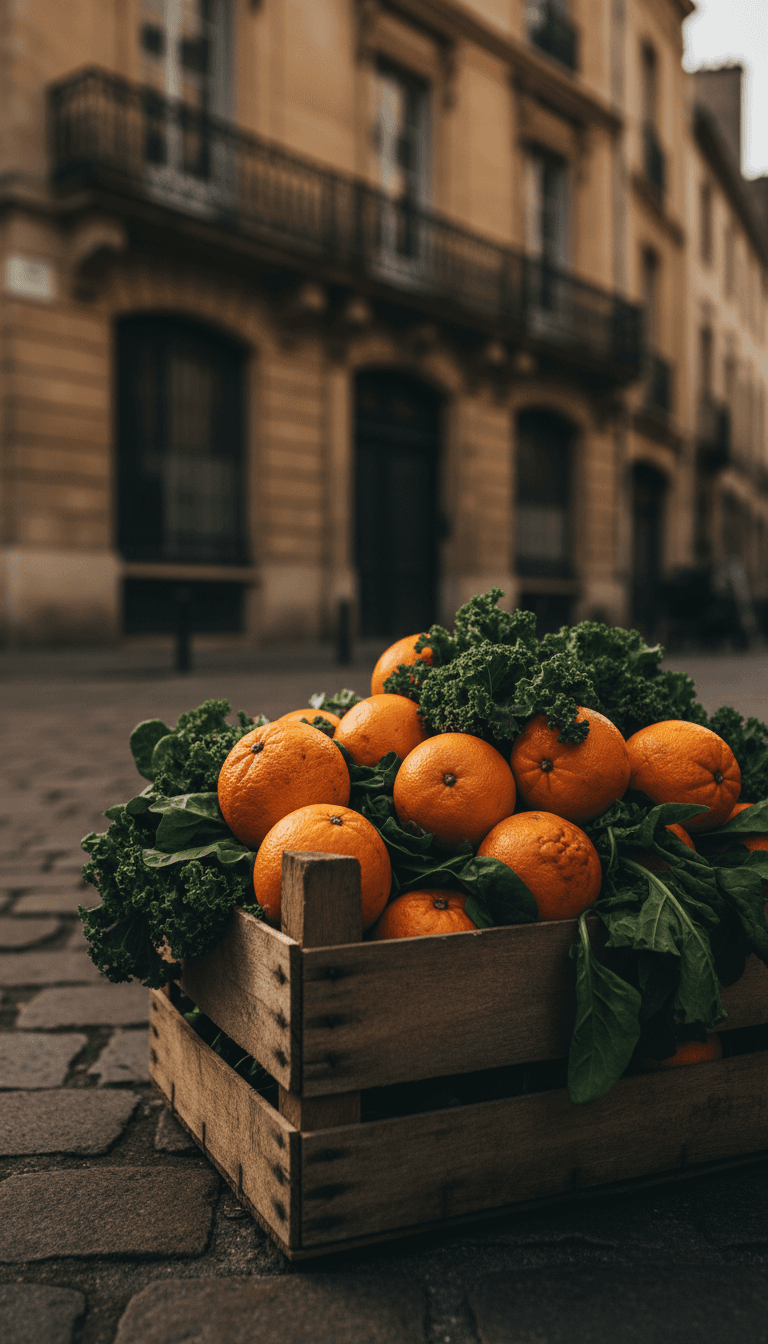 Cagette d'agrumes bio sauvés du gaspillage en plein cœur de Bordeaux